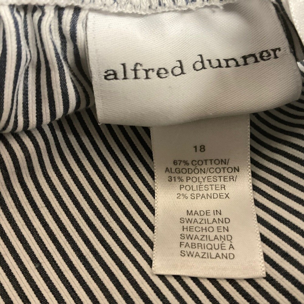 Alfred Dunner Woman's Gray & White Striped Pants W/Pockets Pull On Style Size 18 - Picture 4 of 11